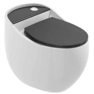 WHITE & BLACK GLOSSY -WITH UF SEAT COVER FLUSHING : WASH DOWN NCOT-1013 (12 INCH )