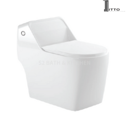 WHITE GLOSSY - WITH UF SEAT COVER FLUSHING : 5D SIPHONIC  NCOT-1034 (12 INCH )