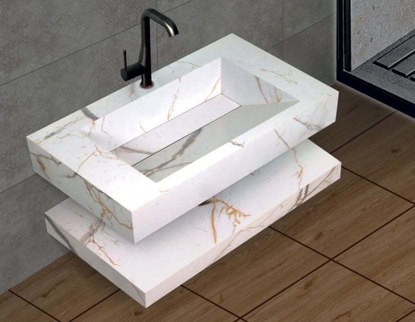 Basin & self royal satvario blue carving