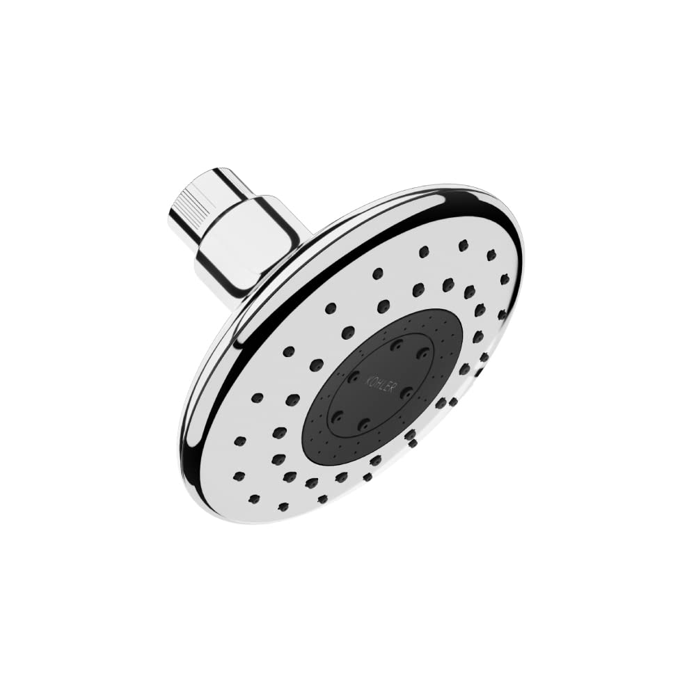 Daisyfield Shower Head for bathroom | Round Multifunction 5-Spray Overhead Shower | Wall Mount Bathroom Shower with Pause Fuctnion, Chrome Finish, 4.7 inches