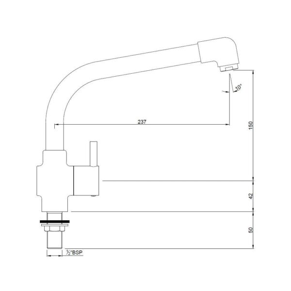 JAQUAR Florentine Series Table Mounted Swinging Spout Cold ONLY Sink Cock (Chrome) | Right Hand Side Lever, Brass Body Water Tap/Faucet/Cock for Bathroom/Kitchen Wash Basin | FLR-CHR-5357SD - Image 2