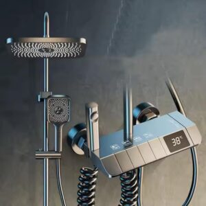Thermostat Panel, waterfall, rainfall shower set, Hand Shower Over head shower Mixture Hot and Cold Hot and Cold Mixer System