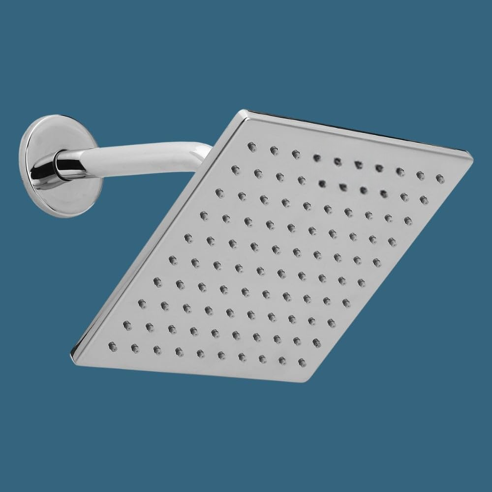 Stainless Steel 8X8 MM Easy Clean Rain Shower Witout Arm - Square Overhead Shower | Chrome Finish