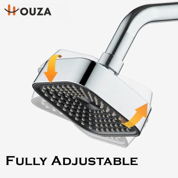 Lyiro Shower Head for Bathroom | Square 4x4 Adjustable Overhead Shower | Wall Mount Bathroom Shower with Arm Chrome Finish - Image 5