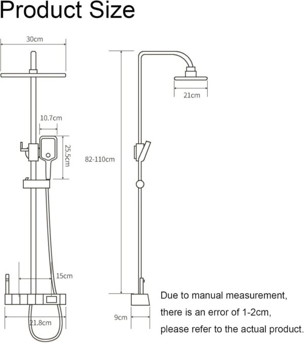 hermostatic Shower Set with Piano Switches Shower Panel with Head Shower Hand Shower Bidet Gun Temperature Display (Chrome) - Image 3