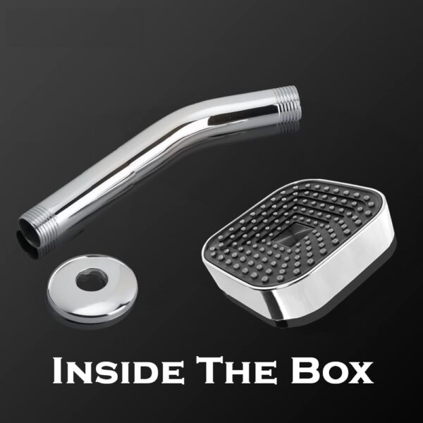 Lyiro Shower Head for Bathroom | Square 4x4 Adjustable Overhead Shower | Wall Mount Bathroom Shower with Arm Chrome Finish - Image 2