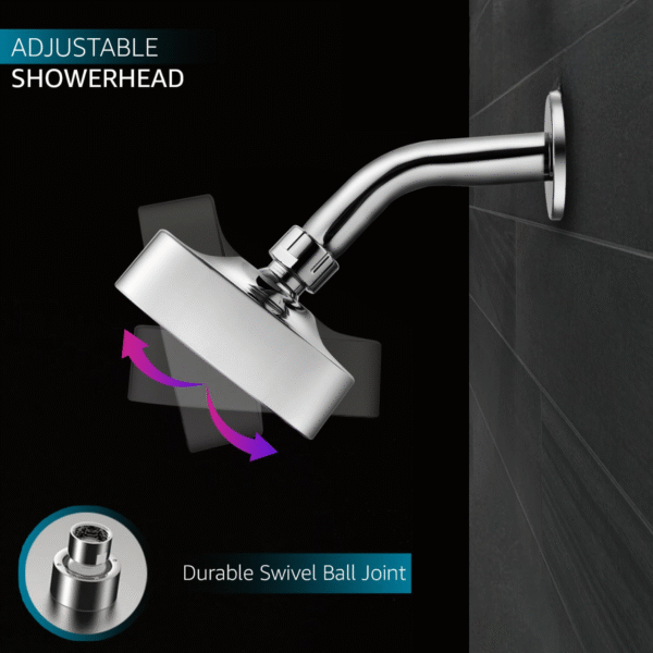 SHR22515, ABS, 6x4 INCH Single Flow Overhead Shower With 9-INCH Shower Arm & Wall Flange (With Arm) - Image 6