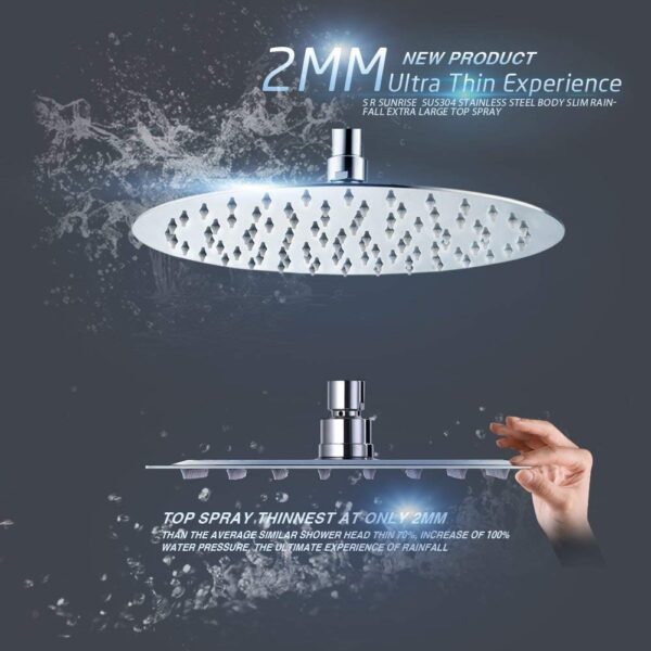 Stainless Steel Metal Silicone Polished Finish Overhead Shower (Silver, 6 inch) - Image 8