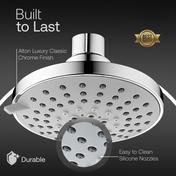 SHR20860 ABS Acrylonitrile Butadiene Styrene 5-Function Chrome Finish Overhead Round Shape Shower with Arm and Flange (Silver, 9-Inch) - Image 3