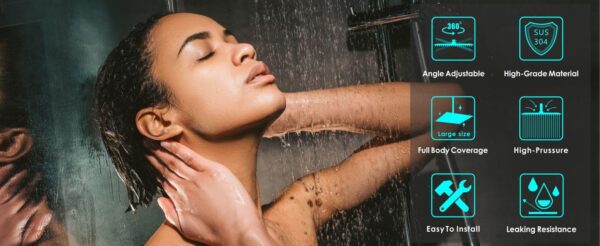 OPENBOX Ultra Slim Overhead Shower, (6x6 Inch) Square Stainless Steel High Pressure Rain Shower head for Bathroom, without arm Chrome Finish. - Image 5
