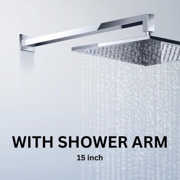 Rain-Shower Set, 6 Inch x 6 Inch rain shower with shower arm 15 inch and SF-15 Shower filter for hard water | Water softener for bathroom (SS304, ABS, Chrome) - Image 4