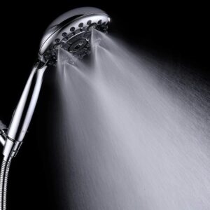 Marcoware ABS Multi Function 6 Mode Bathroom Hand Shower set/Shower Head for Bathroom with Mist, Massage & Rain functions with Steel flexible tube Pipe 1.5 Meters & Hook, Chrome, Polished Finish