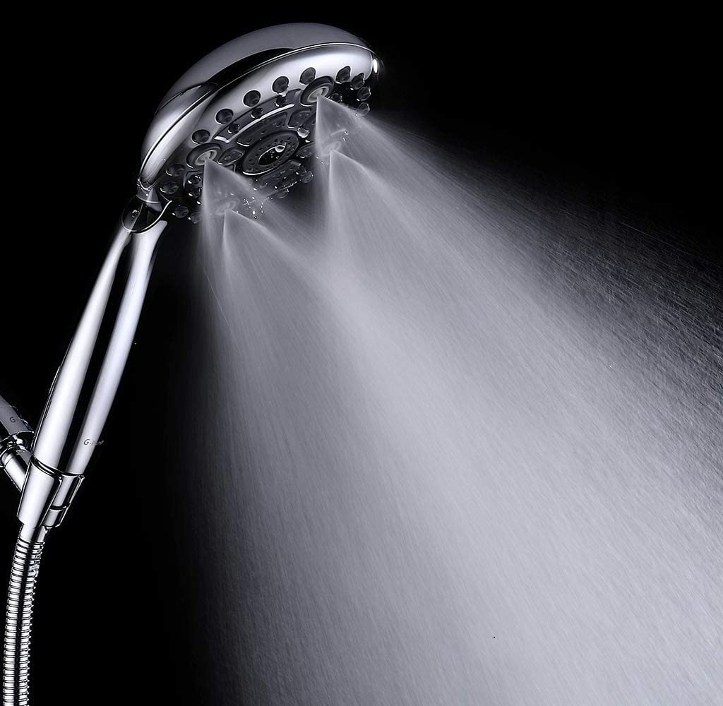 Marcoware ABS Multi Function 6 Mode Bathroom Hand Shower set/Shower Head for Bathroom with Mist, Massage & Rain functions with Steel flexible tube Pipe 1.5 Meters & Hook, Chrome, Polished Finish