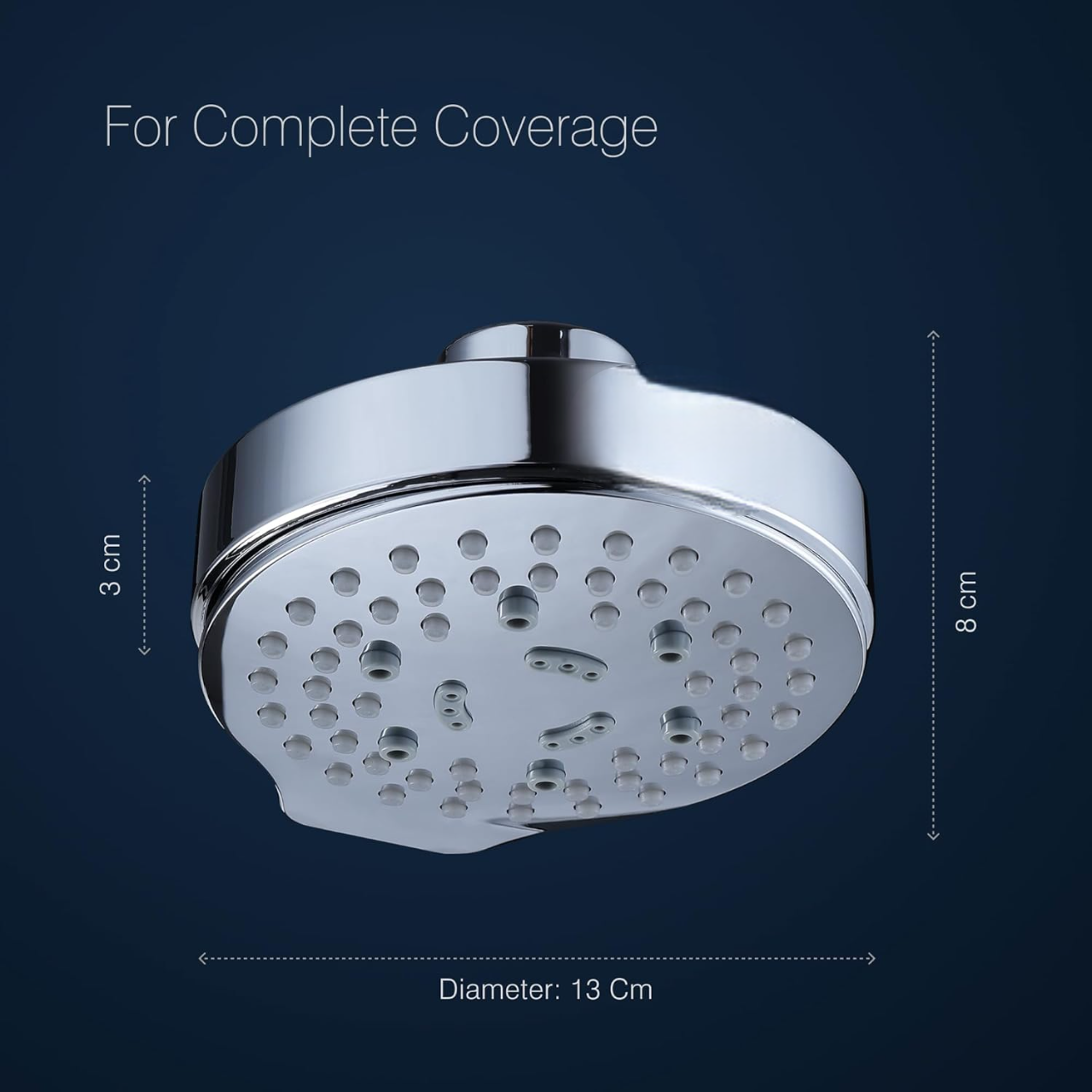 F160221CP 6-Flow Overhead Shower for Bathroom | Made of ABS | Rain, Mist, Massage & Combination Modes | Water Saving | Works in 0.5-3.0 Bar Pressure | ARM NOT INCLUDED