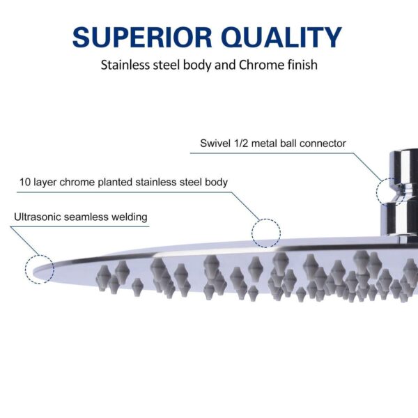 Stainless Steel Metal Silicone Polished Finish Overhead Shower (Silver, 6 inch) - Image 2