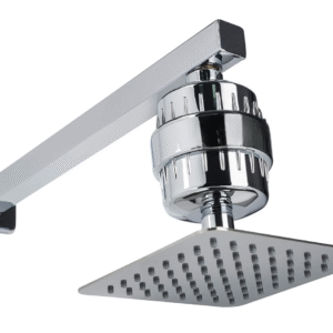 Rain-Shower Set, 6 Inch x 6 Inch rain shower with shower arm 15 inch and SF-15 Shower filter for hard water | Water softener for bathroom (SS304, ABS, Chrome)