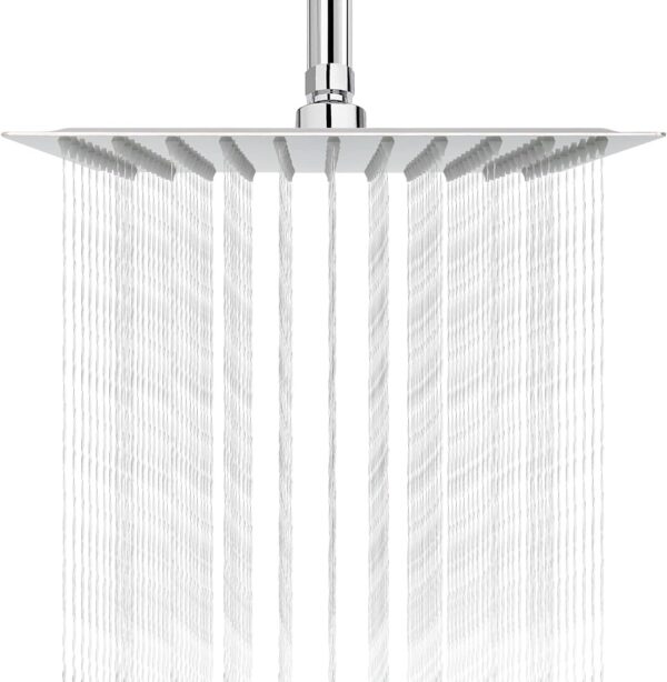 OPENBOX Ultra Slim Overhead Shower, (6x6 Inch) Square Stainless Steel High Pressure Rain Shower head for Bathroom, without arm Chrome Finish.