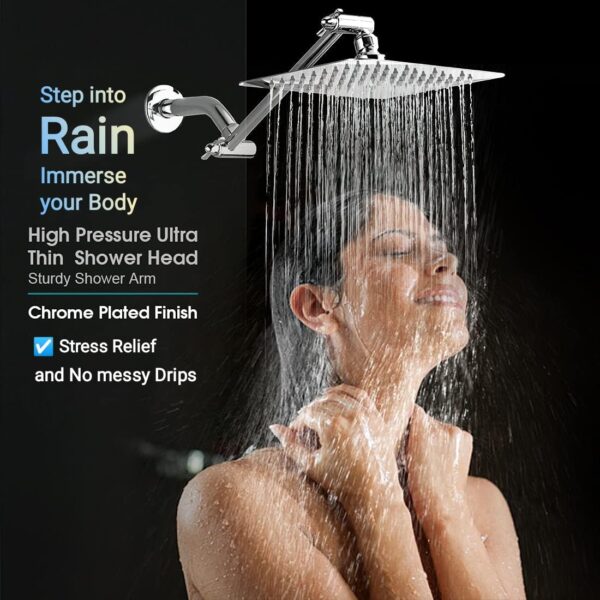 OPENBOX Ultra Slim Overhead Shower, (6x6 Inch) Square Stainless Steel High Pressure Rain Shower head for Bathroom, without arm Chrome Finish. - Image 3