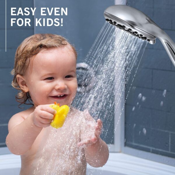 SHR20975 ABS Chrome Finish 6-Function 5 inch Shower Head with 1.5 Meter Hose Pipe, Arm and Adjustable Bracket (Silver) Visit the ALTON Store - Image 7