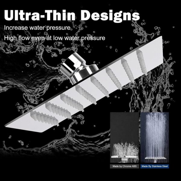 Stainless Steel Shower Steel Shower Head For Bathroom And Slim Overhead Shower - Bathroom Rain Shower & Adjustable Steel Shower For Bathroom, bath shower for bathroom (6 Inch Slim Shower) - Image 7