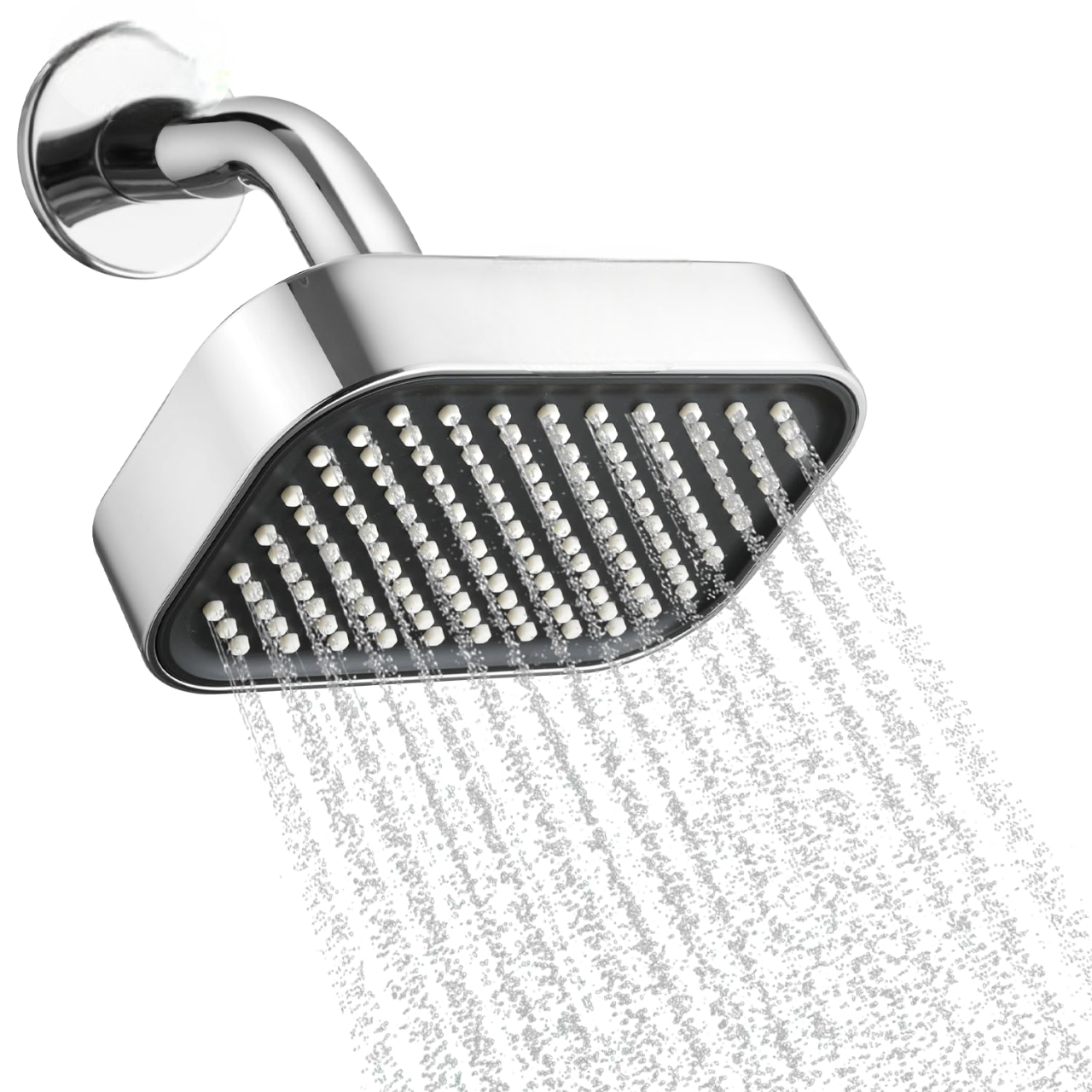 SHR22515, ABS, 6x4 INCH Single Flow Overhead Shower With 9-INCH Shower Arm & Wall Flange (With Arm)