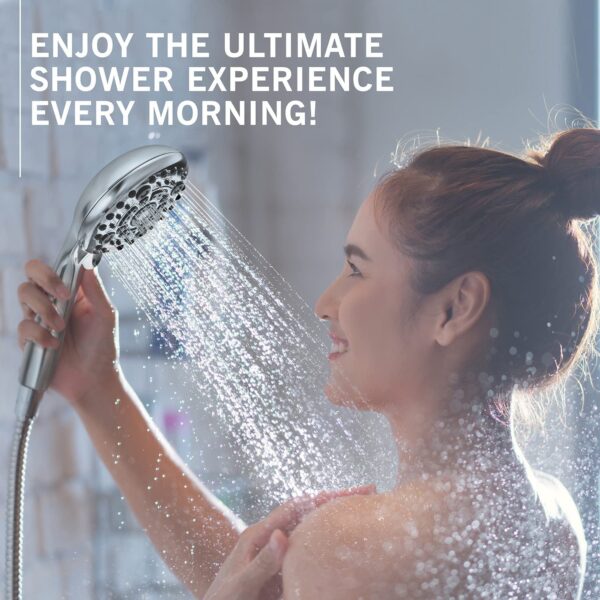 SHR20975 ABS Chrome Finish 6-Function 5 inch Shower Head with 1.5 Meter Hose Pipe, Arm and Adjustable Bracket (Silver) Visit the ALTON Store - Image 5