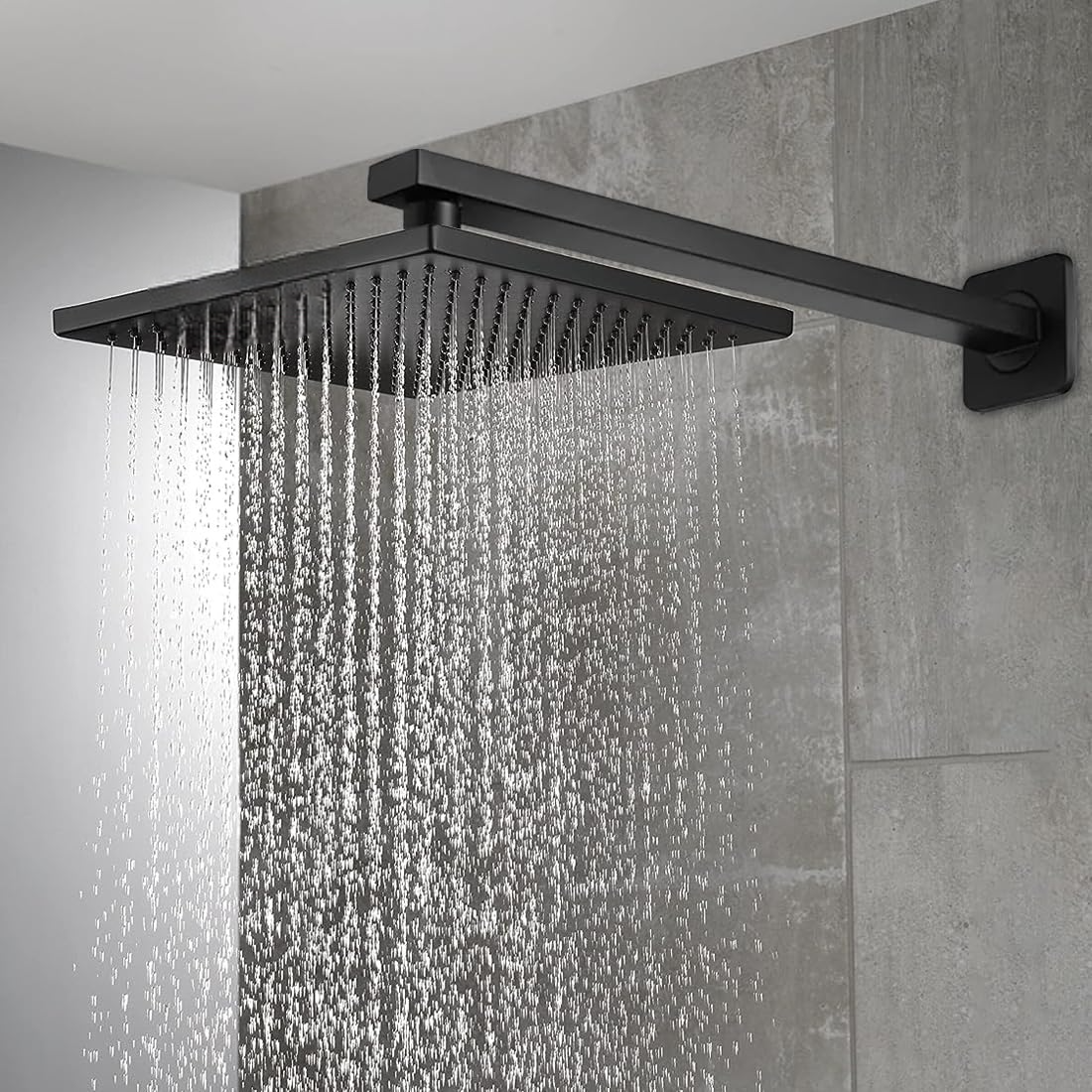 SHR20810 , 6x6 Square Over Head Shower With 18-INCH Arm and Wall Flange (Matte Black)