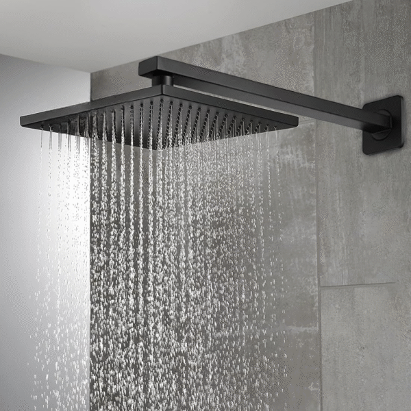 HR20810 SS-304 Grade, 6x6 Square Over Head Shower With 18-INCH Arm and Wall Flange (Matte Black) - Image 5