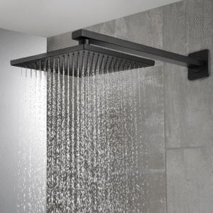 HR20810 SS-304 Grade, 6x6 Square Over Head Shower With 18-INCH Arm and Wall Flange (Matte Black)