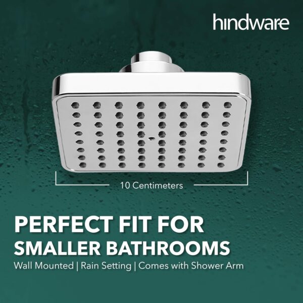 Hindware ABS 100 mm Rain Shower Overhead Shower | Wall Mounted | Chrome Finish & Nickel Plating | Sustains High Water Pressure - Image 4
