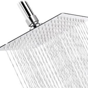 Stainless Steel Heavy duty Trident Square Overhead Shower 4x4 inches rain shower head for bathroom Without Arm, Chrome, Polished Finish