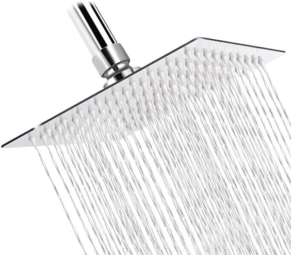 Stainless Steel Heavy duty Trident Square Overhead Shower 4x4 inches rain shower head for bathroom Without Arm, Chrome, Polished Finish