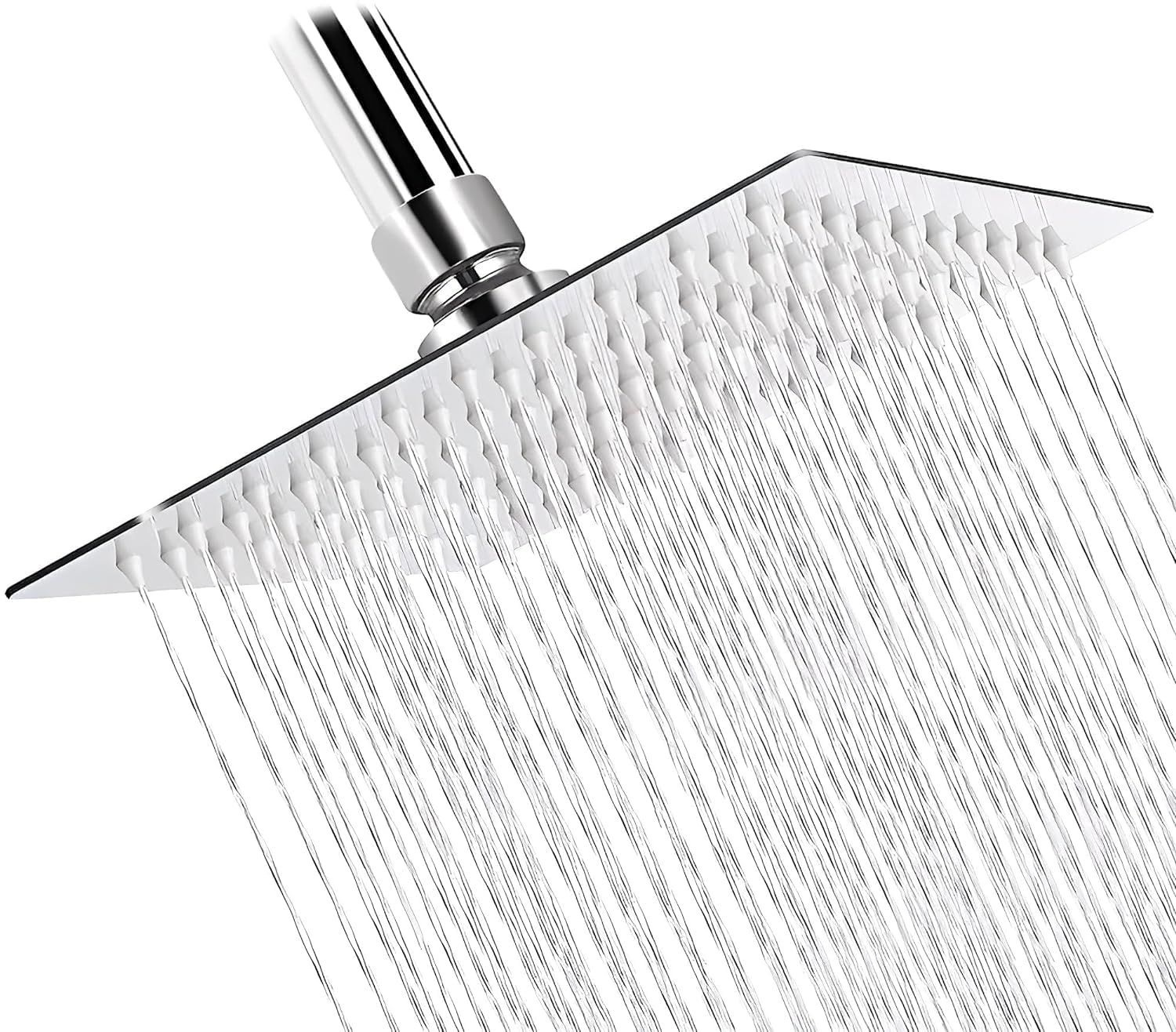 Stainless Steel Heavy duty Trident Square Overhead Shower 4x4 inches rain shower head for bathroom Without Arm, Chrome, Polished Finish