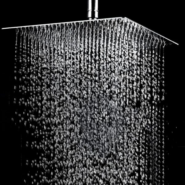 Stainless Steel Heavy duty Trident Square Overhead Shower 4x4 inches rain shower head for bathroom Without Arm, Chrome, Polished Finish - Image 2