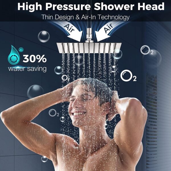 Stainless Steel Slim Shower Head - Slim Overhead Shower - Bathroom Rain Shower & Adjustable Shower For Bathroom - Bath sawar for bathroom for a Luxurious Bath (Slim Shower 4 x 4, Pack of 1) - Image 5