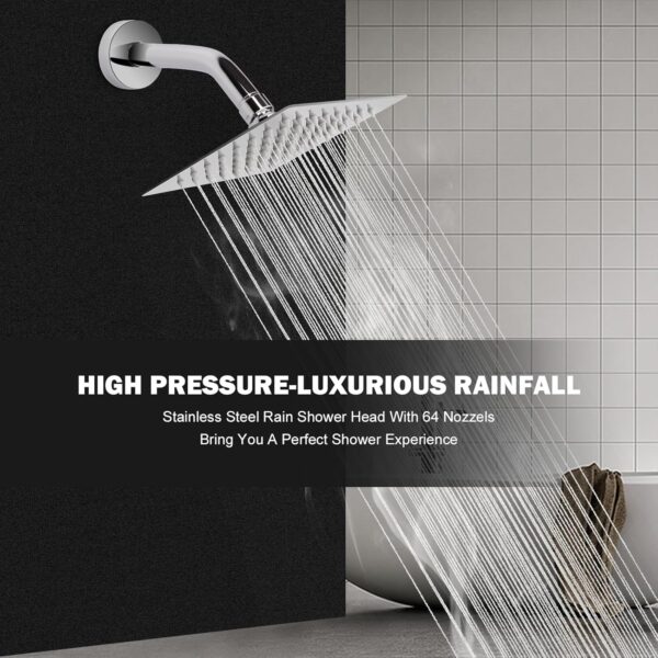 Stainless Steel Shower Steel Shower Head For Bathroom And Slim Overhead Shower - Bathroom Rain Shower & Adjustable Steel Shower For Bathroom, bath shower for bathroom (6 Inch Slim Shower) - Image 6