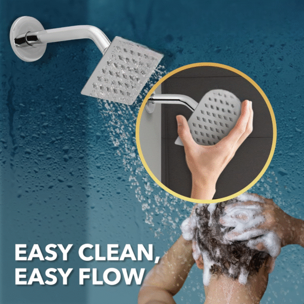 tainless Steel 100 mm Ultra Thin Overhead Shower | Wall Mounted | Chrome Finish | Detachable Spray Nozzles | Silicon Nozzles | Sustains High Water Pressure - Image 4