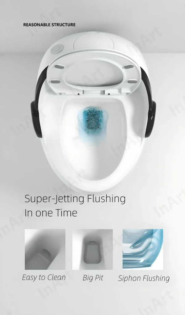 WHITE & BLACK GLOSSY WITH UF SEAT COVER FLUSHING : WASH DOWN NCOT-1010 (12 INCH ) - Image 5