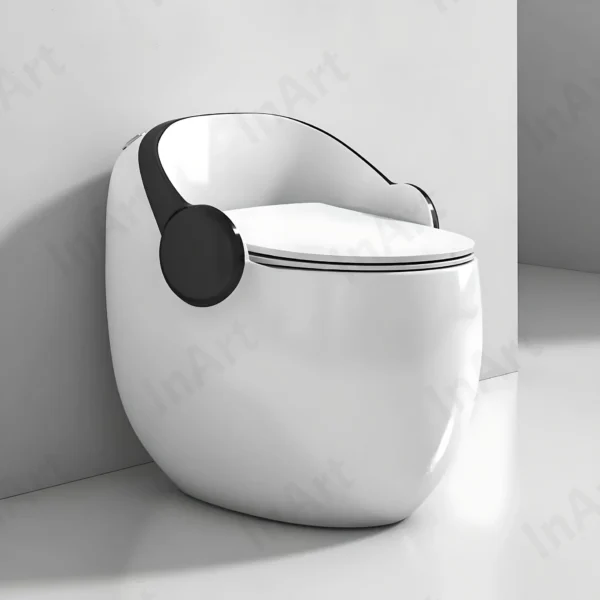 WHITE & BLACK GLOSSY WITH UF SEAT COVER FLUSHING : WASH DOWN NCOT-1010 (12 INCH )