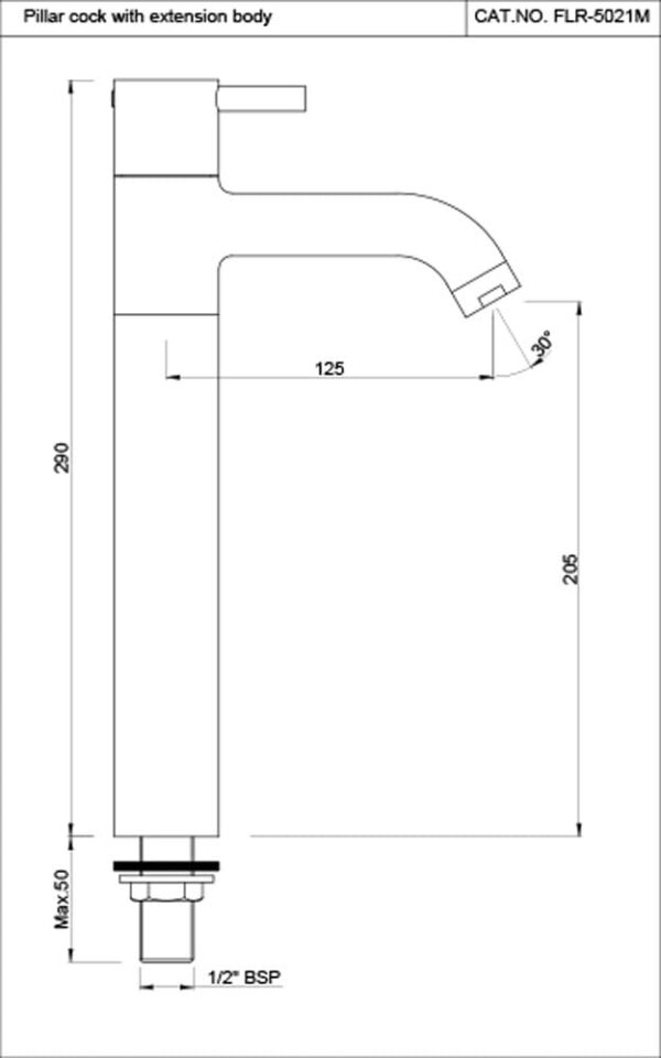 JAQUAR Florentine Series Table Mounted Regular Cold ONLY Basin TAP/TAP (Chrome) | TOP Lever, Brass Body Water Tap/Faucet/Cock for Bathroom/Kitchen Wash Basin | FLR-CHR-5021M - Image 4