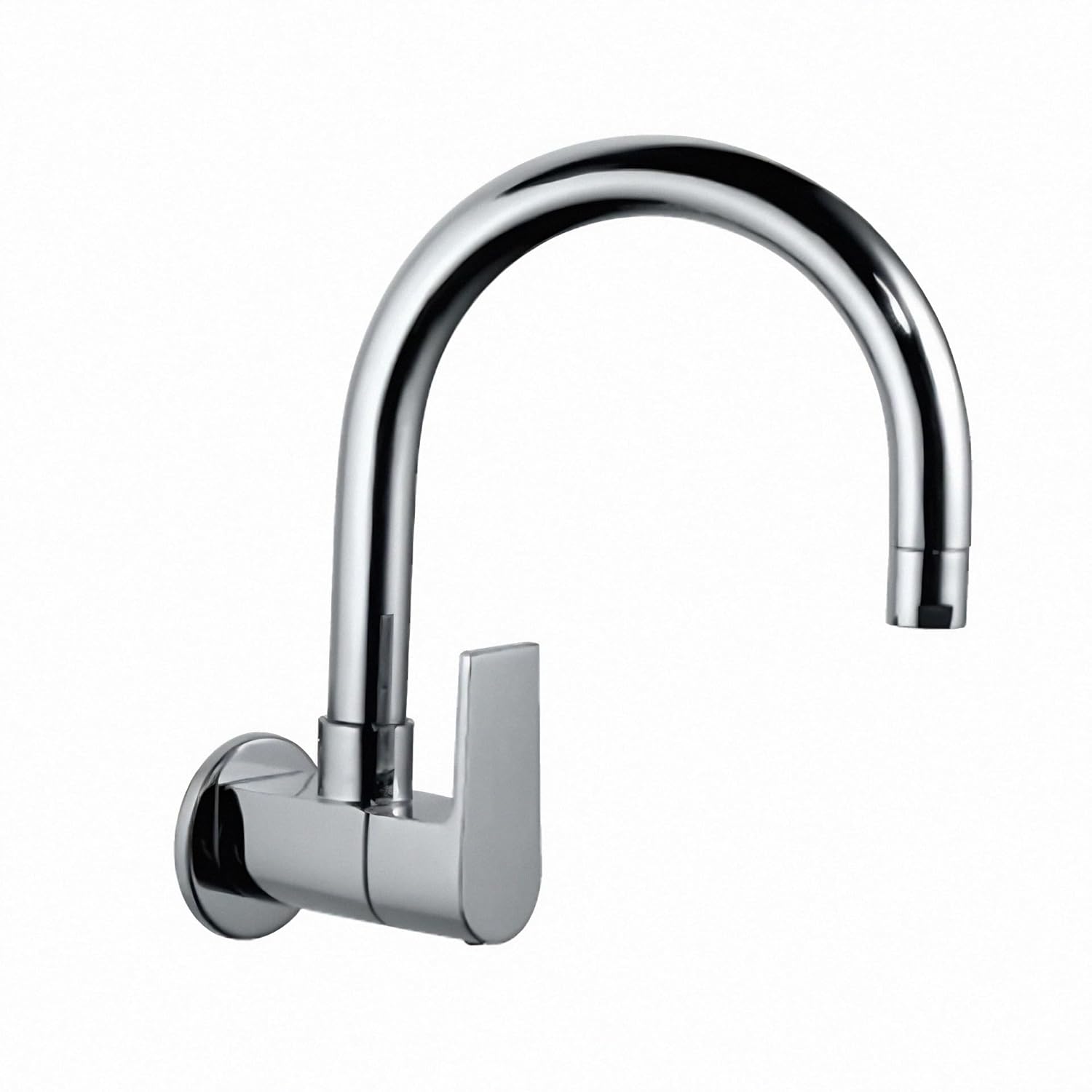JAQUAR Sink Cock with Regular Swinging Spout (Wall Mounted Model) with Wall Flange ARI-CHR-39347S, Silver