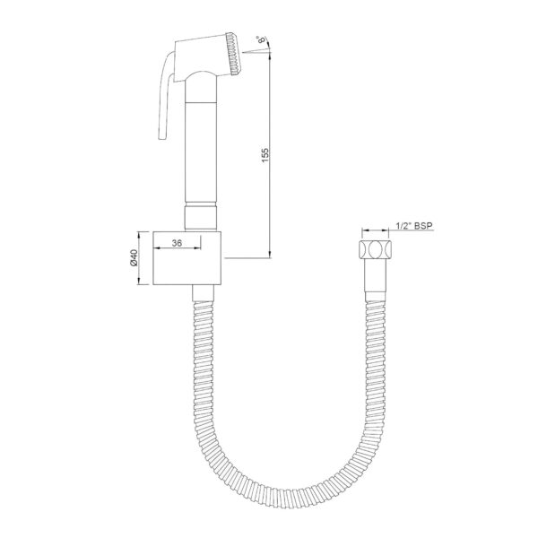 JAQUAR Allied Series Health Faucet/Toilet Gun (Chrome) | 1.2 m Flexible Tube, Wall Hook Included, ABS Body | Toilet Spray Gun/Health Faucet Set with Pipe/Hose and Wall Hook | ALD-CHR-587 - Image 5