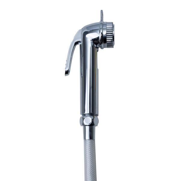 JAQUAR Allied Series Health Faucet/Toilet Gun (Chrome) | 1.2 m PVC Pipe, ABS Body | Toilet Spray Gun/Health Faucet Set with Pipe/Hose and Wall Hook | ALD-CHR-583