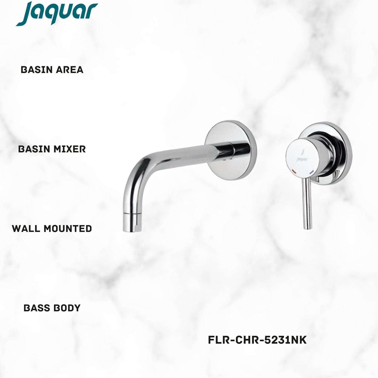 JAQUAR Wall Mounted HOT and Cold Basin TAP (Chrome) | Right Hand Side Lever, Brass Body Faucet for Bathroom | FLR-CHR-5231NK | Compatible in-Wall Part ALD-233NPSO & ALD-235NPSO Sold Separately - Image 6