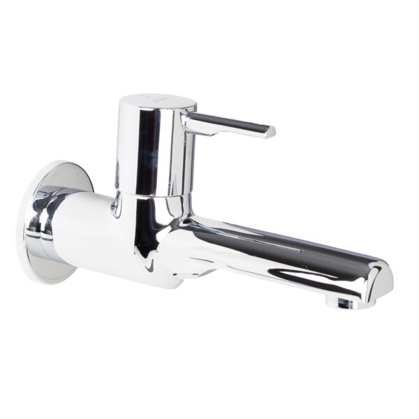 JAQUAR FLORENTINE PRIME Series Wall Mount COLD ONLY BIB COCK with FLANGE (Chrome) | TOP LEVER, Brass Body Water Tap/Faucet/Cock for Bathroom | FLP-CHR-5037PM