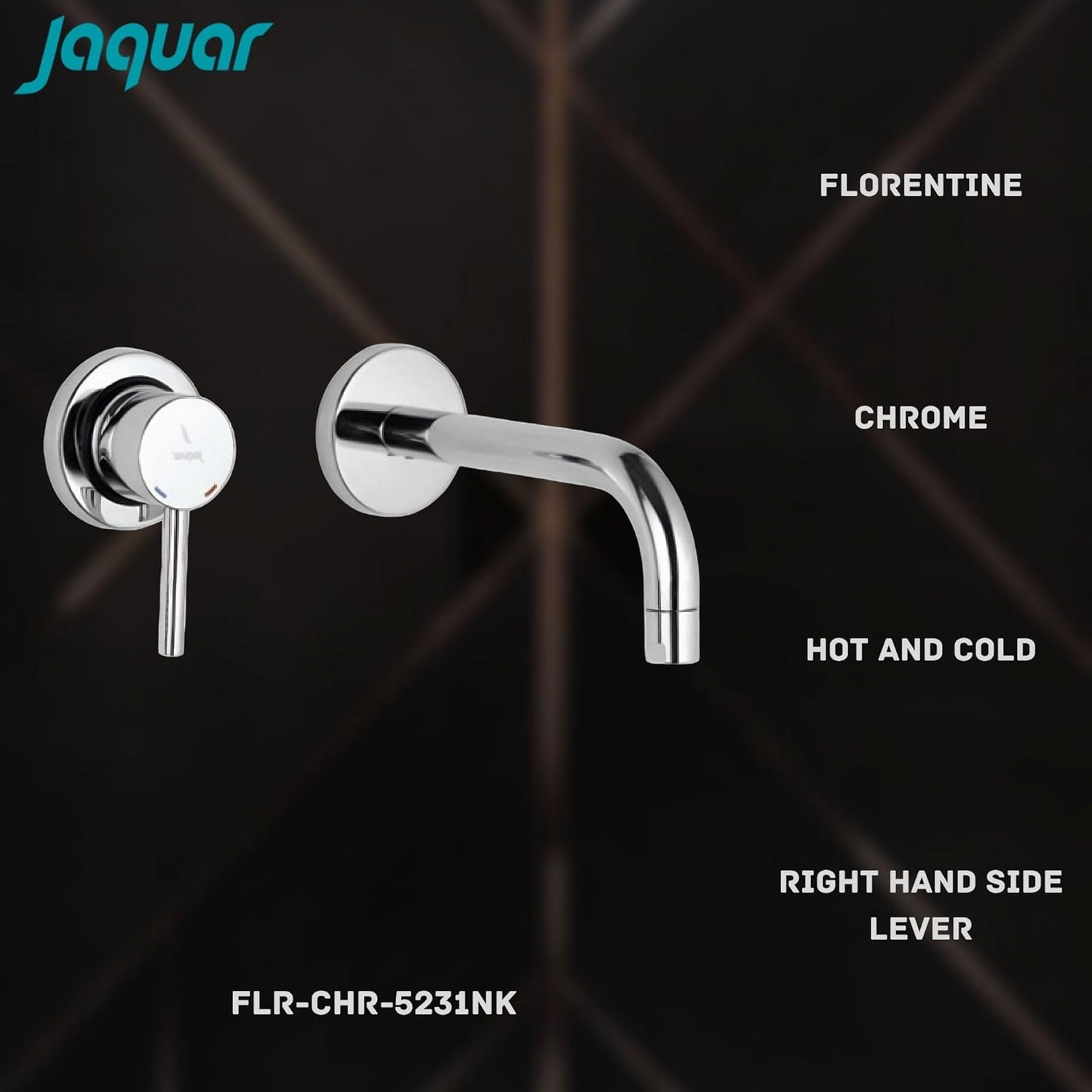 JAQUAR Wall Mounted HOT and Cold Basin TAP (Chrome) | Right Hand Side Lever, Brass Body Faucet for Bathroom | FLR-CHR-5231NK | Compatible in-Wall Part ALD-233NPSO & ALD-235NPSO Sold Separately - Image 5