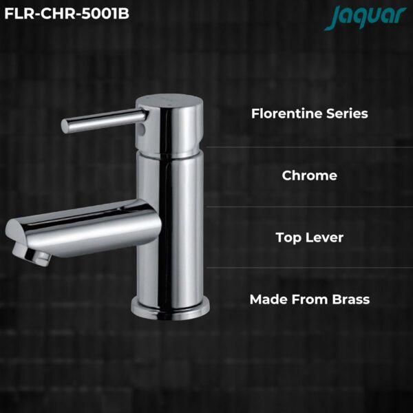 JAQUAR Florentine Series Table Mounted Regular HOT and Cold Basin Mixer/TAP (Chrome) | TOP Lever, Brass Body Water Tap/Faucet/Cock for Bathroom | FLR-CHR-5001B - Image 4