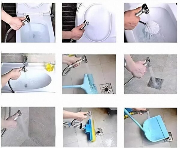 JAQUAR Allied Series Health Faucet/Toilet Gun (Chrome) | 1.2 m Flexible Tube, Wall Hook Included, ABS Body | Toilet Spray Gun/Health Faucet Set with Pipe/Hose and Wall Hook | ALD-CHR-587 - Image 4