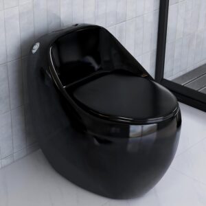One Piece Rimless Siphonic Commode with Soft Close Seat - Black (66×45×62 cm)