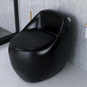 One Piece Rimless Siphonic Commode with Soft Close Seat – Matt Black (66×45×62 cm)
